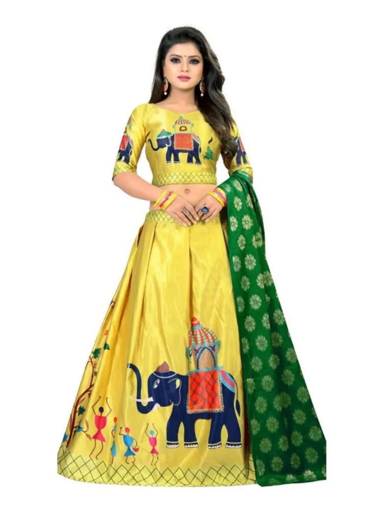 Rebird EnterpriseWomenGreen YellowChaniya Choli