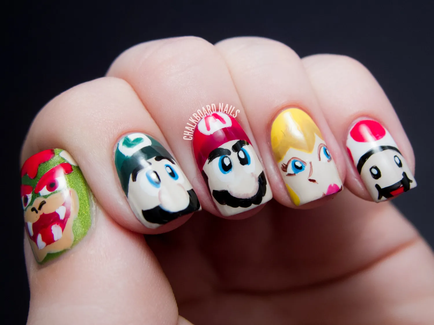 Source Chalkboard Nails Super Mario Nail Art