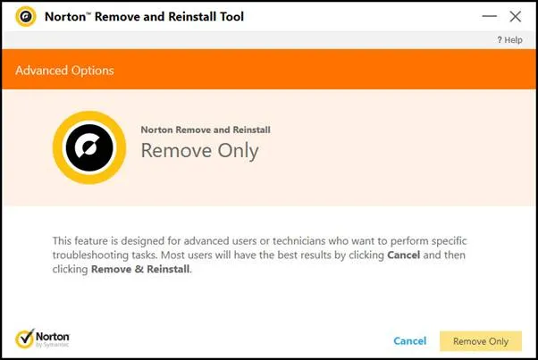 Download remove and reinstall tool from Norton.