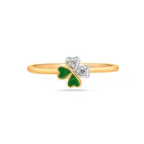 14kt Yellow Gold Clover Marvel Diamond Finger Ring
